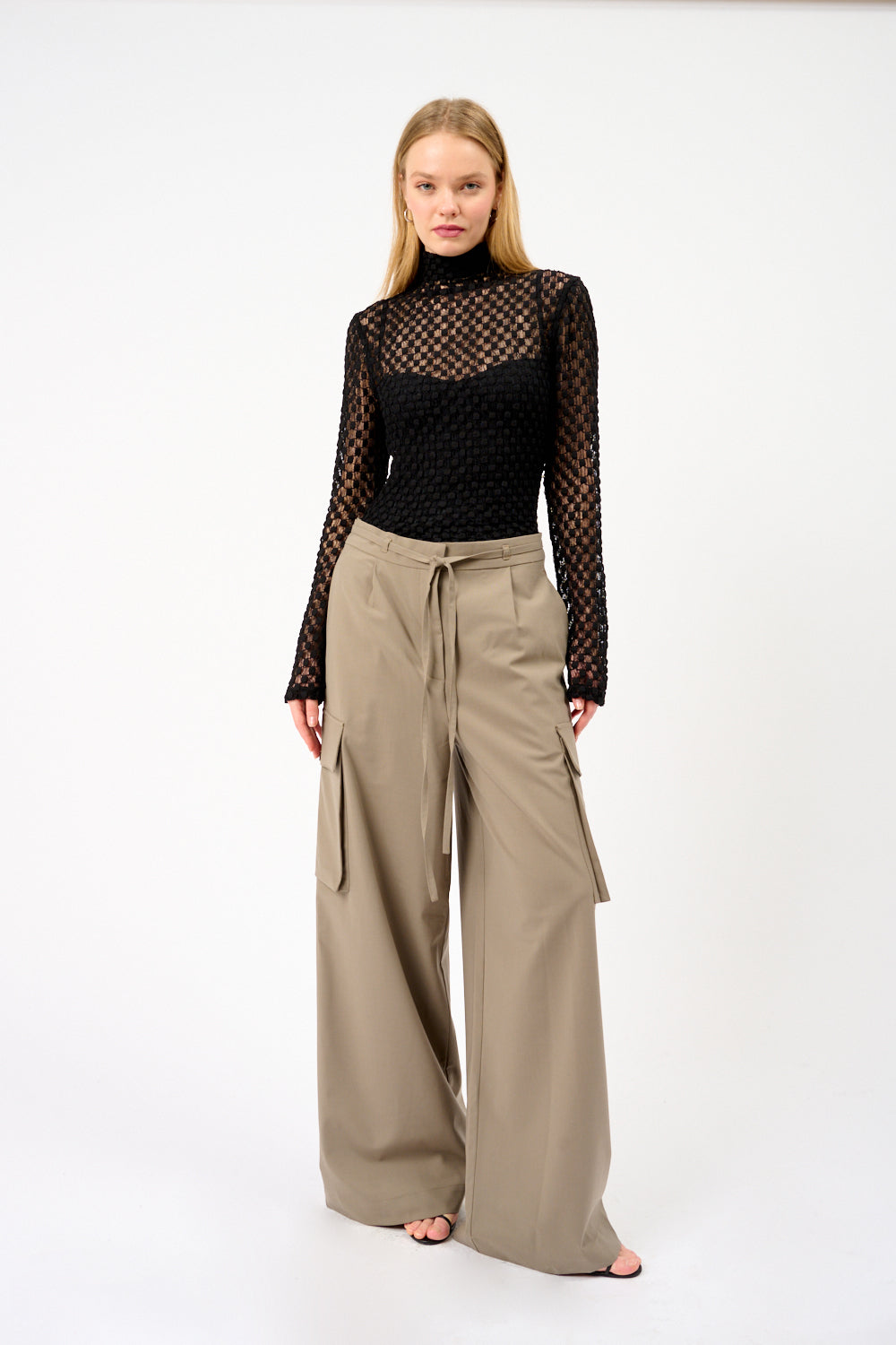 Róhe Geometrical Lace Turtleneck Top