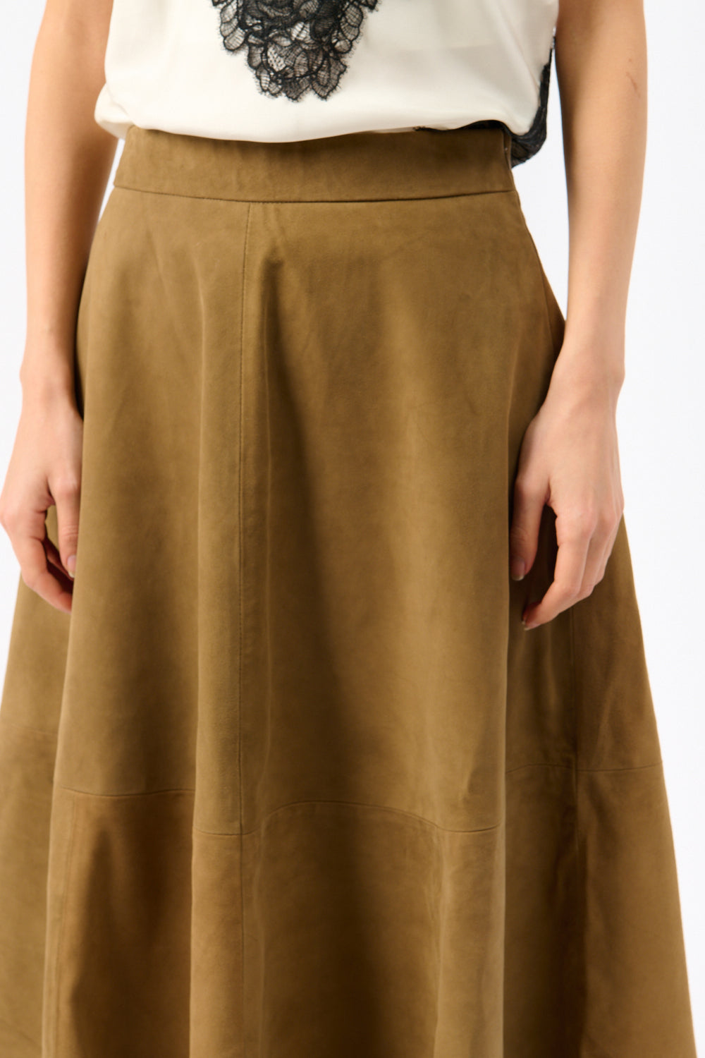 Róhe A-Line Suede Skirt - Bessette