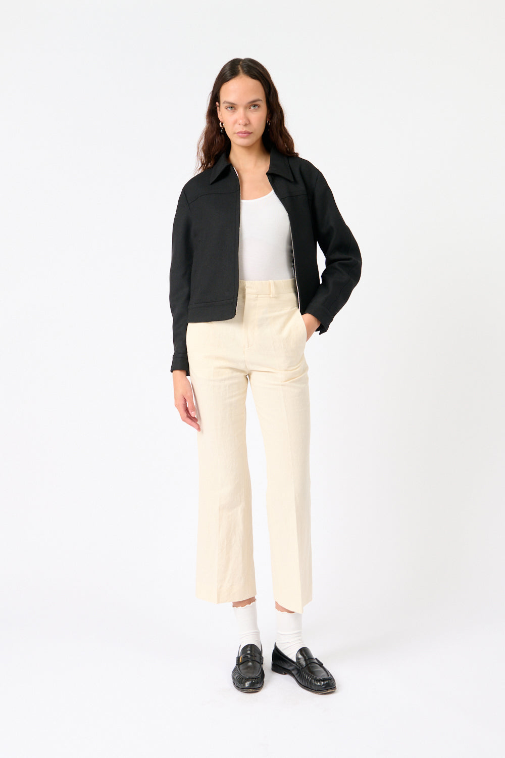 Credo Cropped Trousers aus Bio-Baumwolle und Leinen