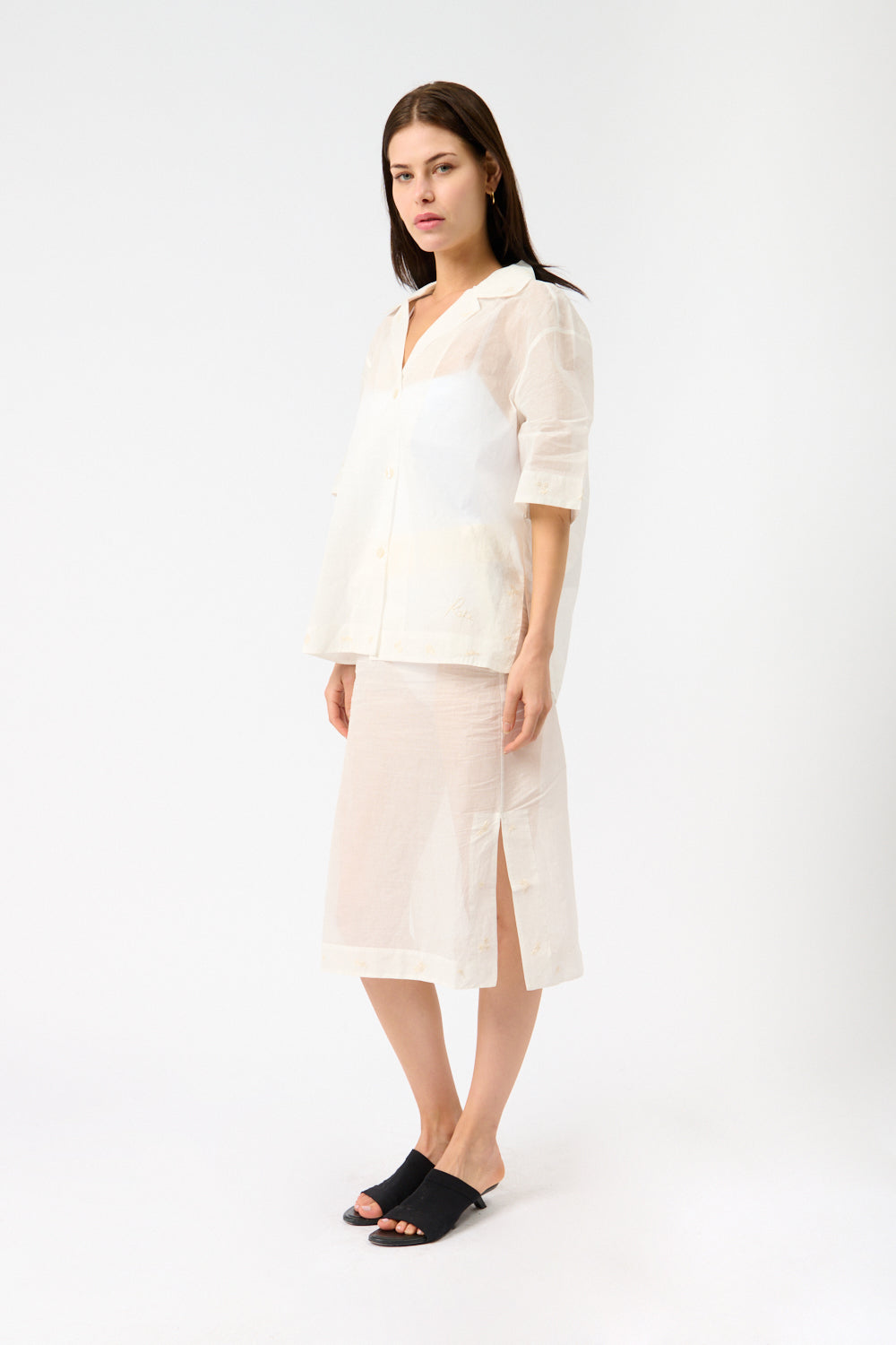 Róhe Embroidered Organza Skirt - Bessette