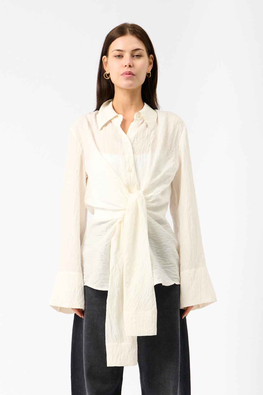 Róhe Hammered Silk Knotted Shirt - Bessette