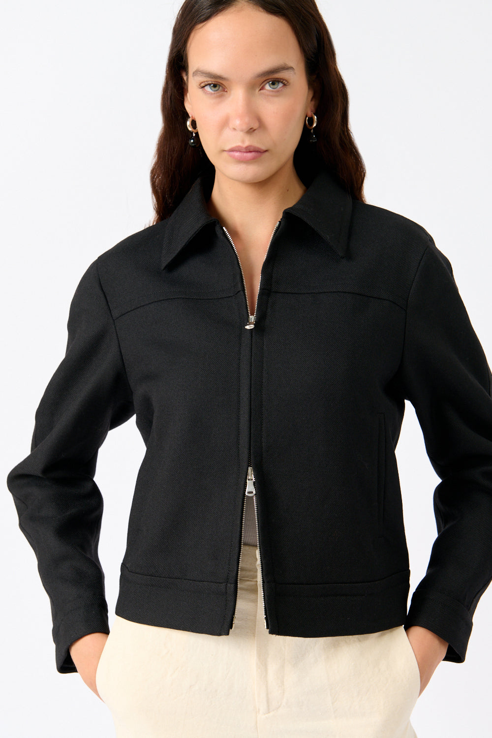 Tailored Wool Zip Jacket