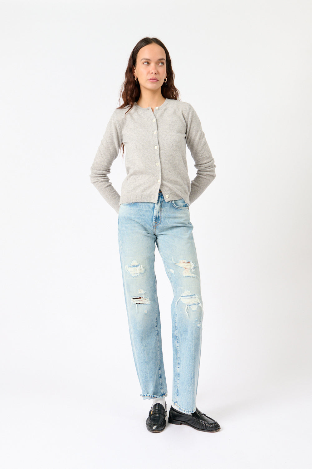 Cashmere Rib Knit Cardigan