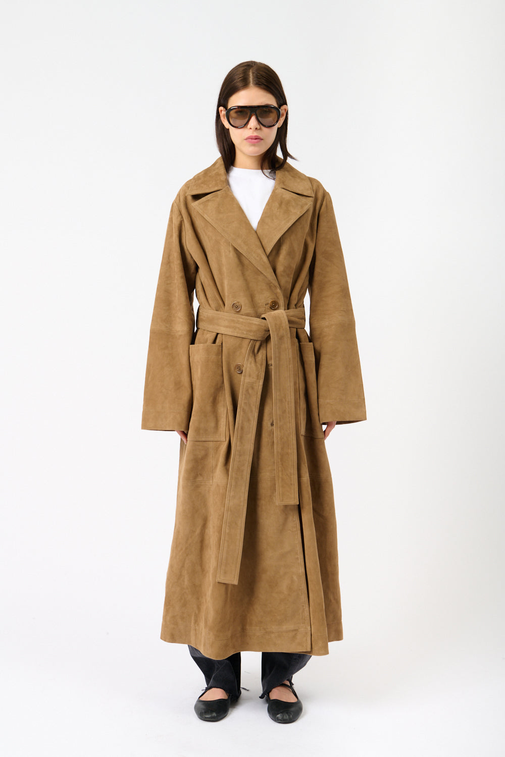 Róhe Suede Wrap Coat - Bessette