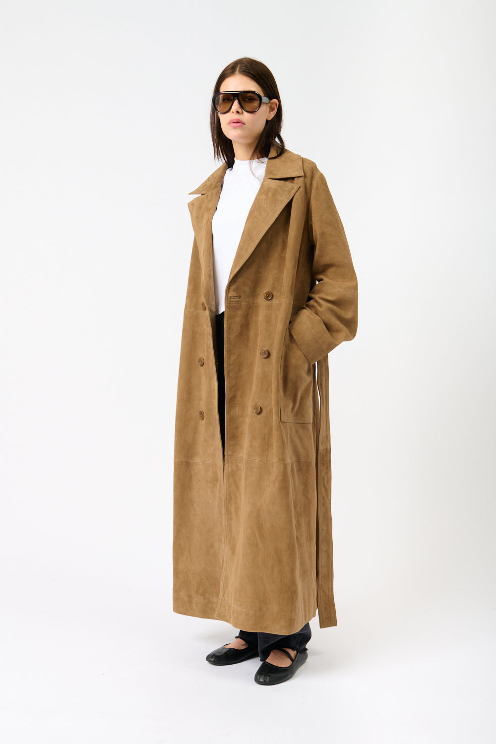 Róhe Suede Wrap Coat - Bessette