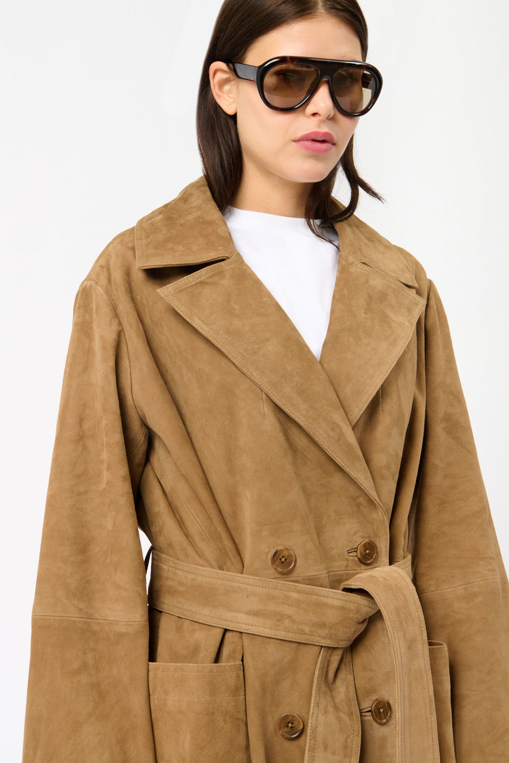 Róhe Suede Wrap Coat - Bessette