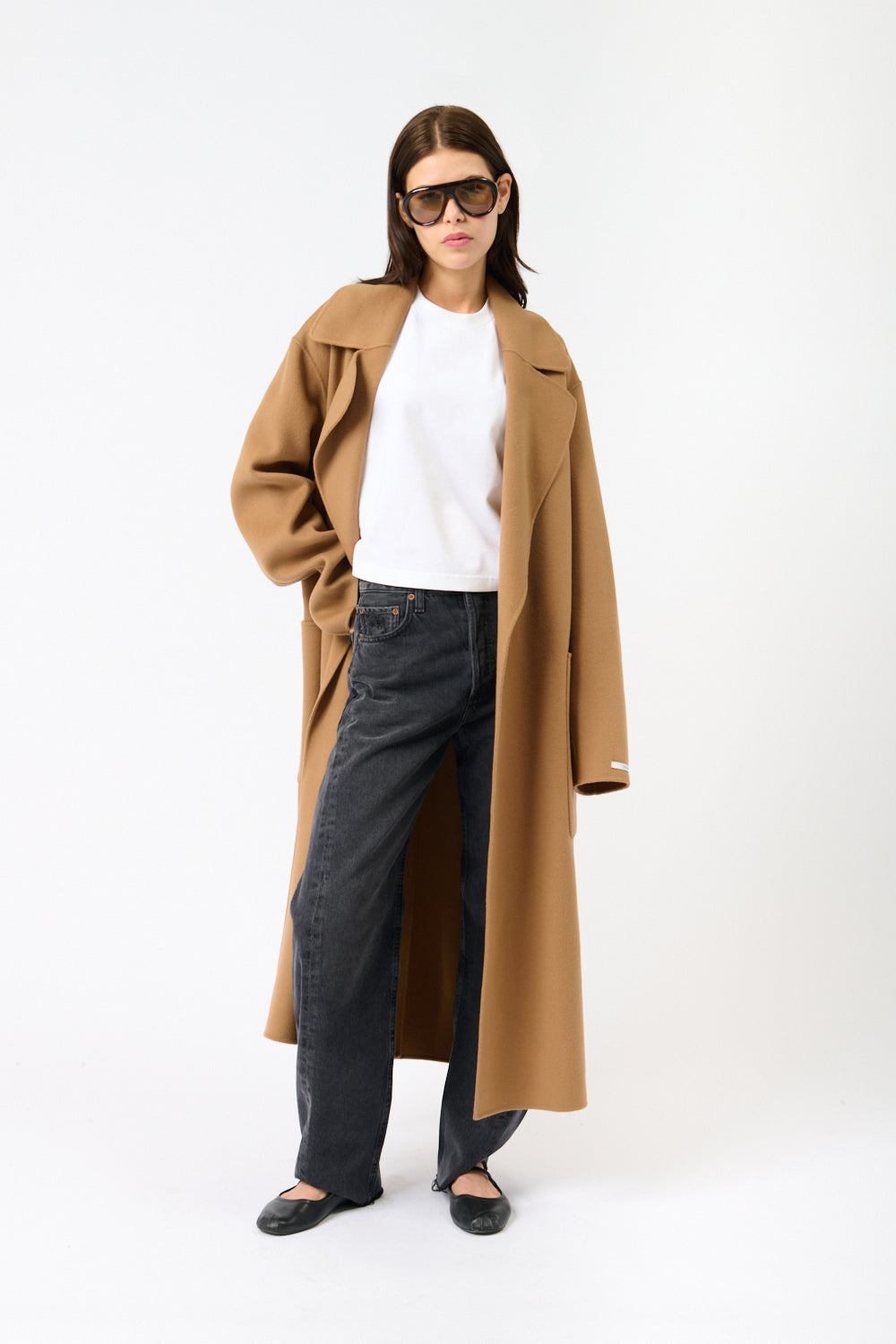 Sportmax Camel Veleno Belted Wool Coat