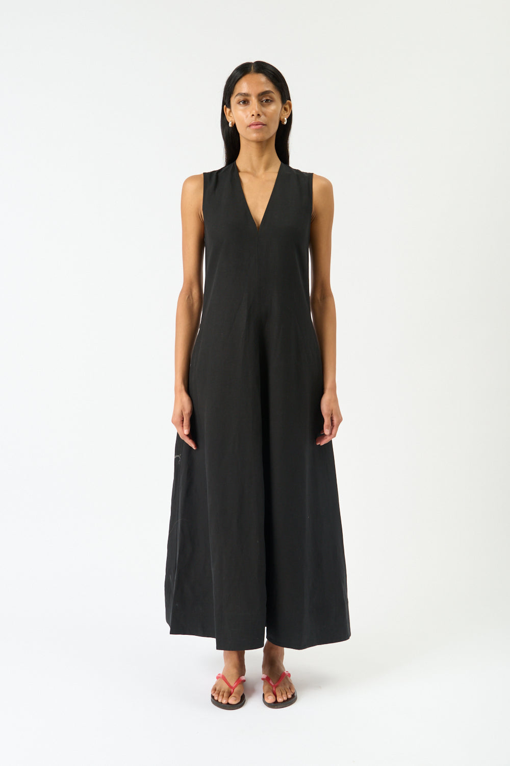 Toteme Black Fluid V-Neck Dress