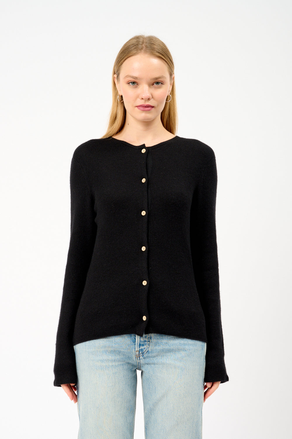 Delicash Silk and Cashmere Cardigan Black
