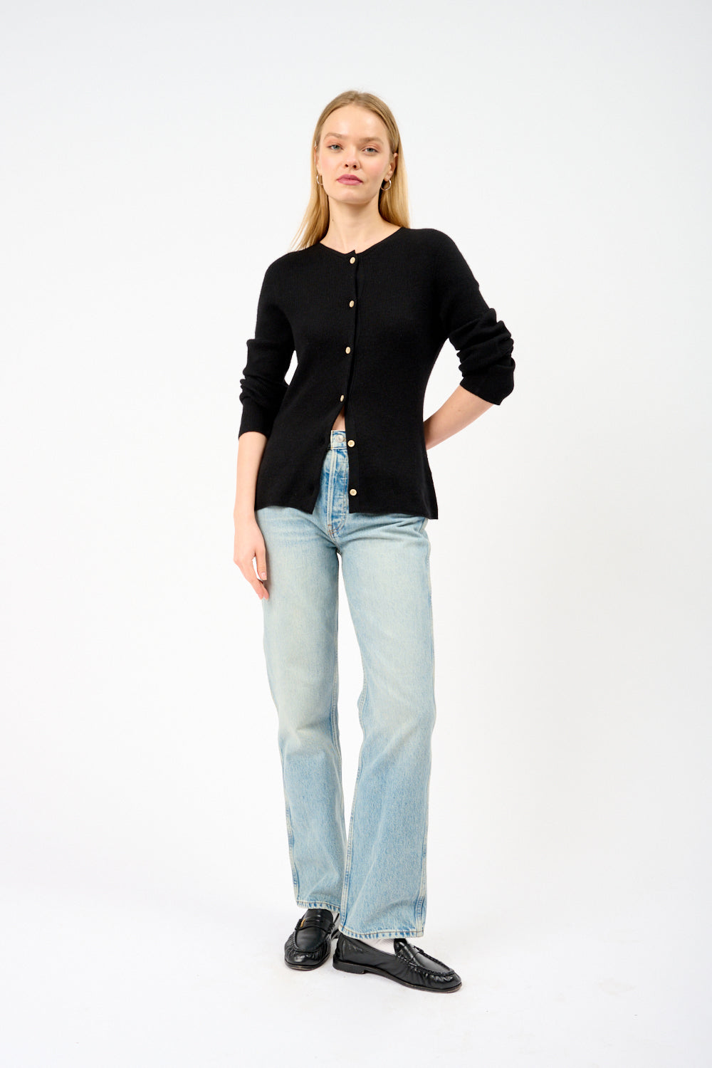 Delicash Silk and Cashmere Cardigan Black