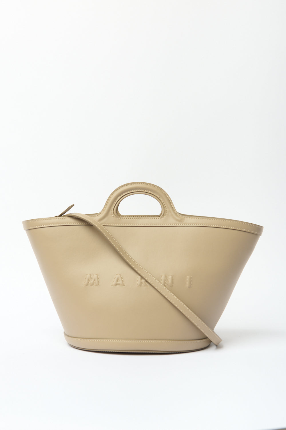 Marni Tropicalia Taupe Small Leather Tote