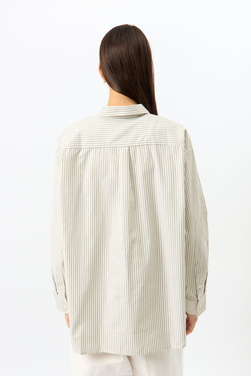 Toteme Striped Half-Placket Shirt Olive - Bessette