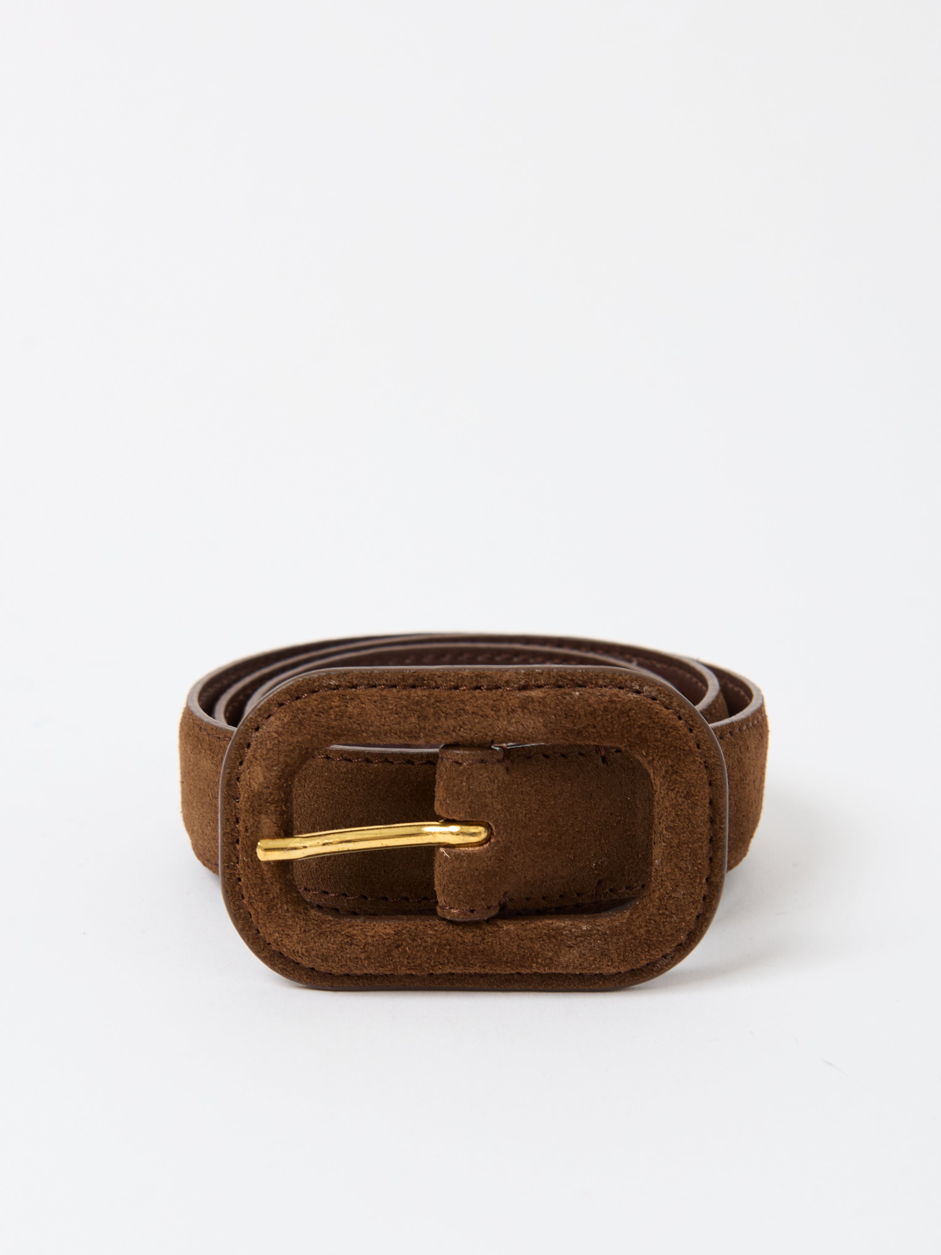 Toteme Wide Covered Buckle Suede Belt - Bessette