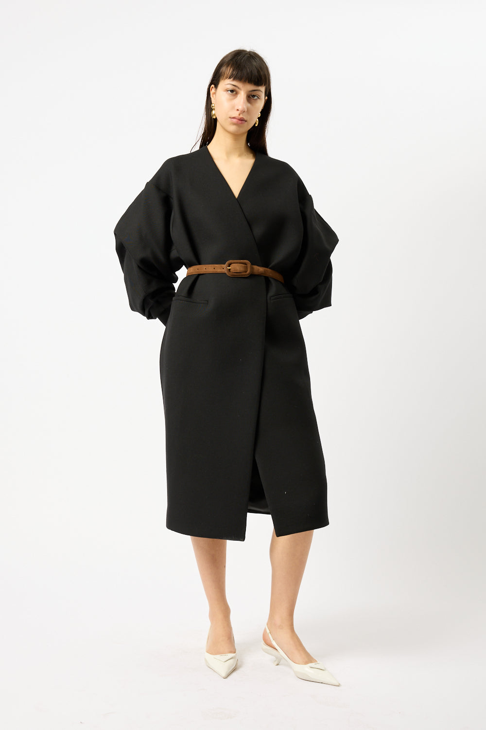 Toteme Wide Covered Buckle Suede Belt - Bessette