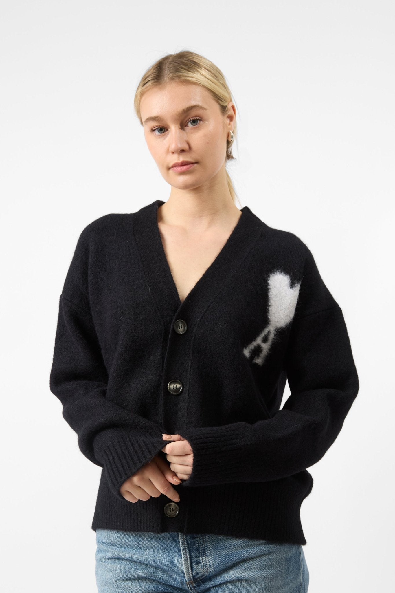 AMI Paris ADC Hairy Alpaca Blend Knit Cardigan - Bessette