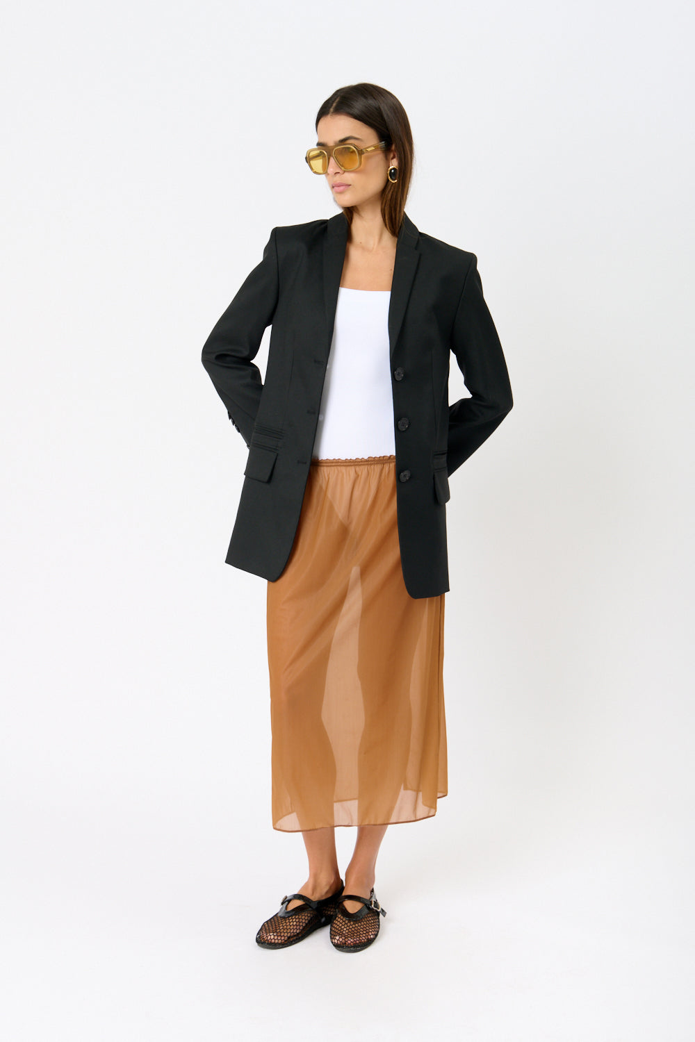 Carven Mesh Midi Skirt - Bessette