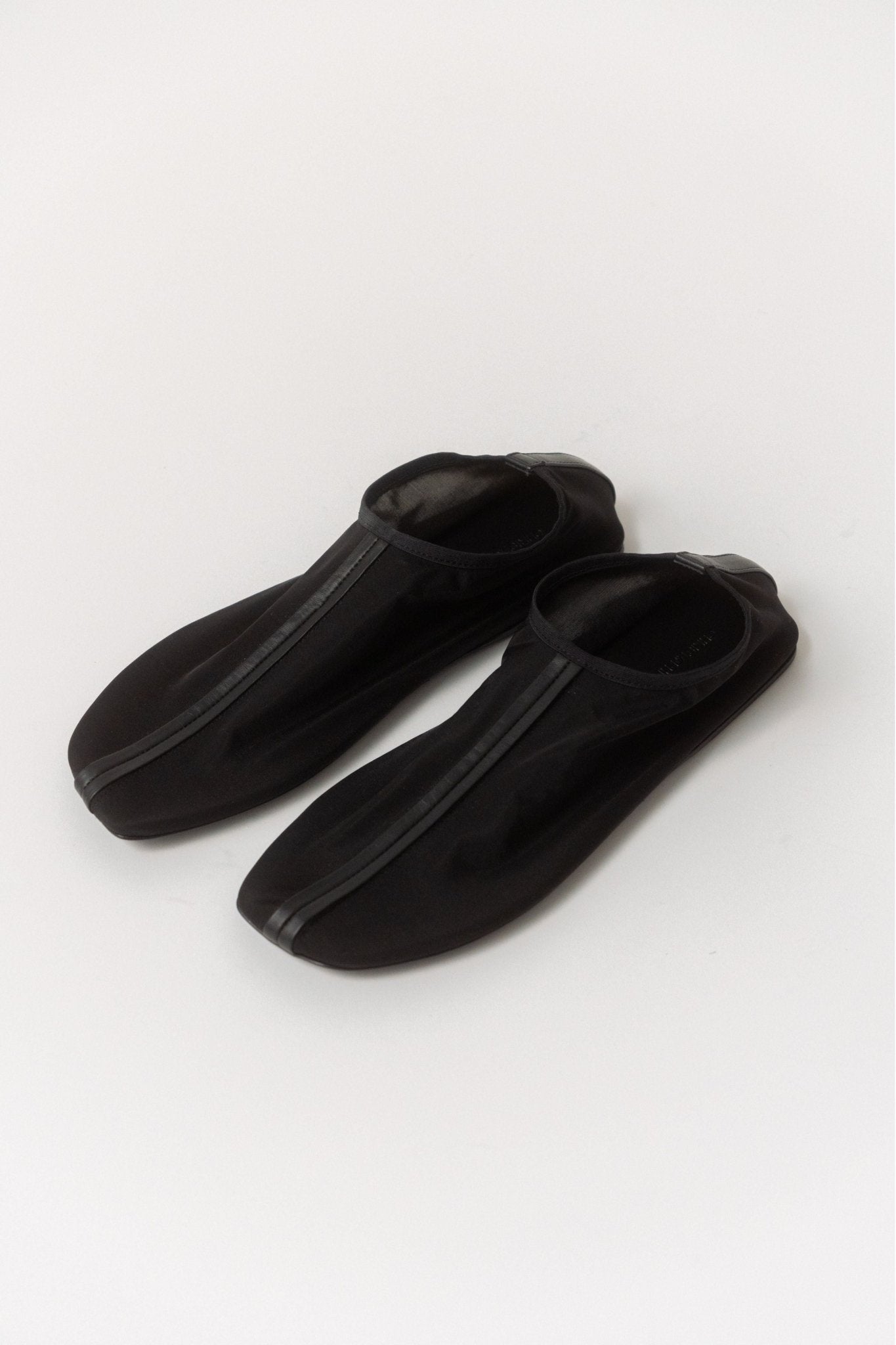 Christopher Esber Black Leather Trimmed Mesh Flat - Bessette