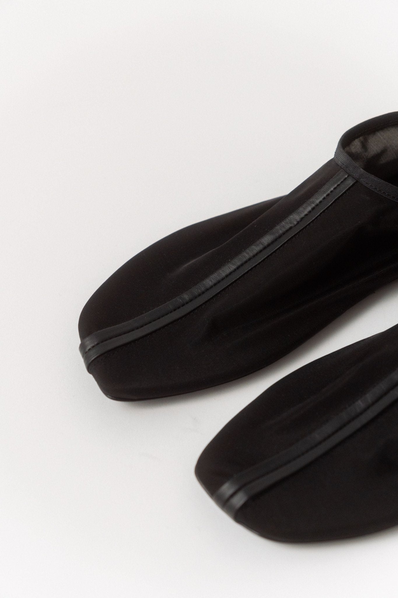 Christopher Esber Black Leather Trimmed Mesh Flat - Bessette