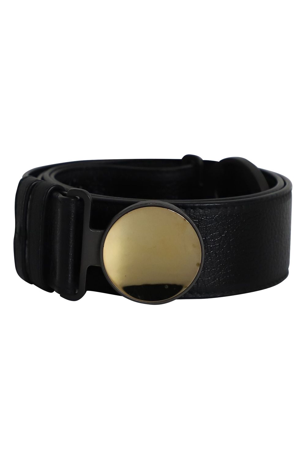 Bottega Veneta Round Buckle Belt in Black Leather