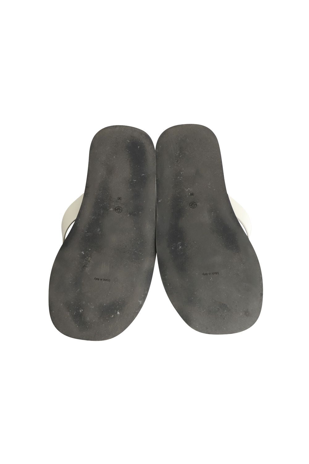 The Row Ginza Flip Flop Sandals in White Leather
