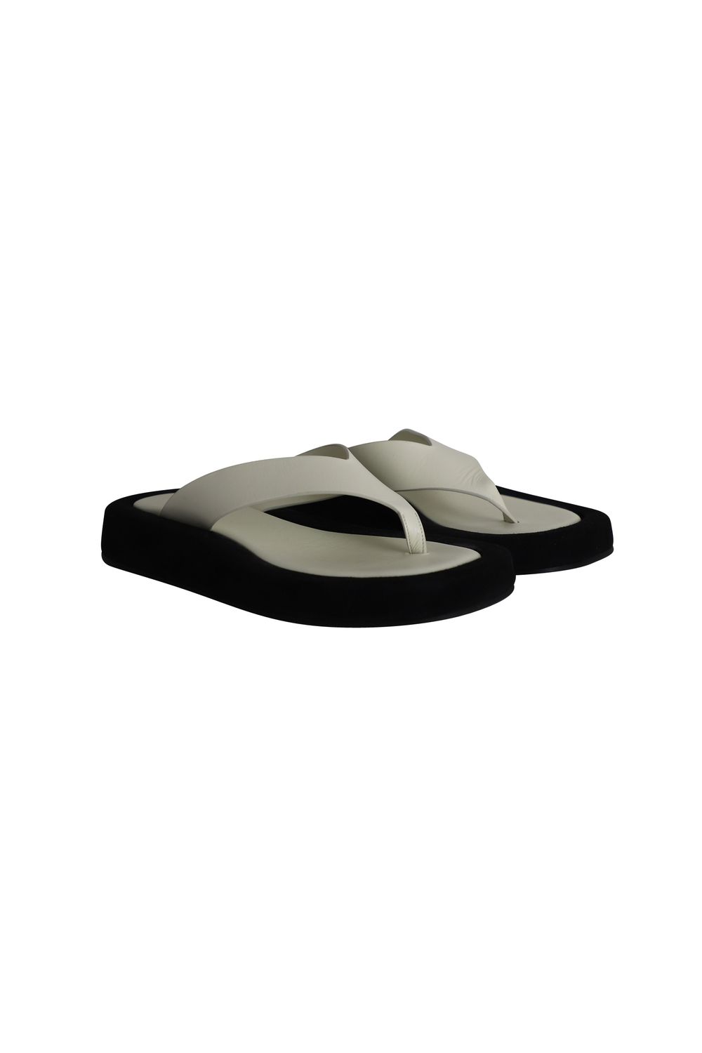 The Row Ginza Flip Flop Sandals in White Leather