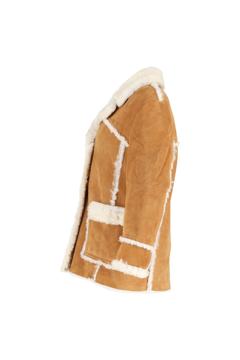 Miu Miu Shearling Single-Breasted Jacket with Pockets in Brown Suede