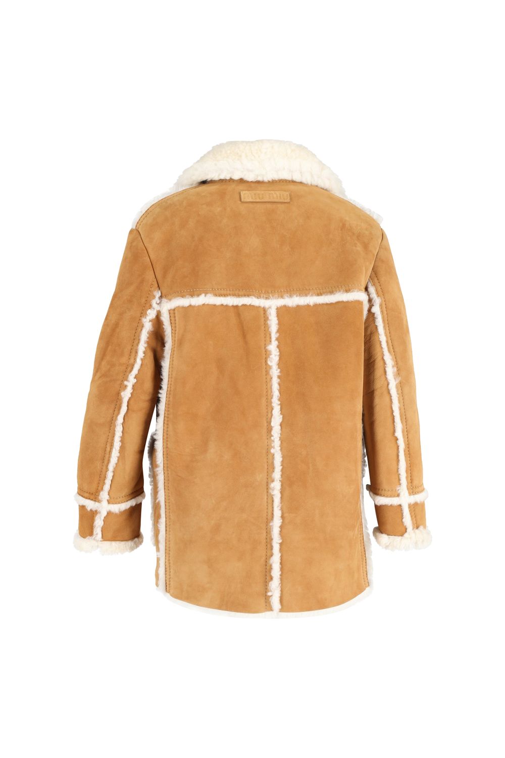  Miu Miu Shearling Single-Breasted Jacket with Pockets in Brown Suede