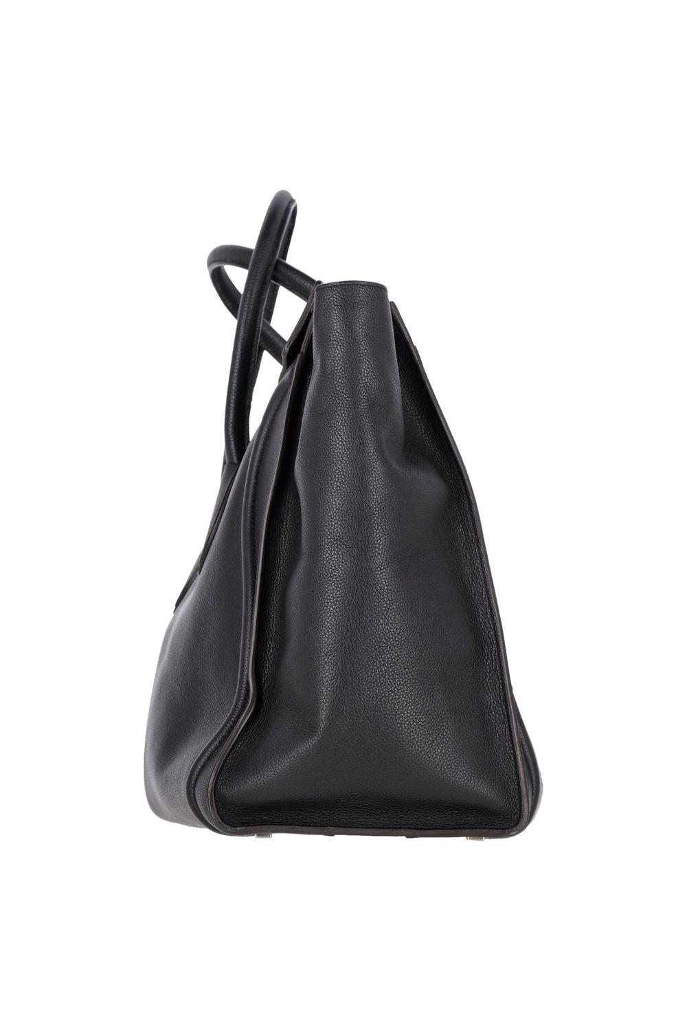 Celine Mini Grained Luggage Tote in Black Leather