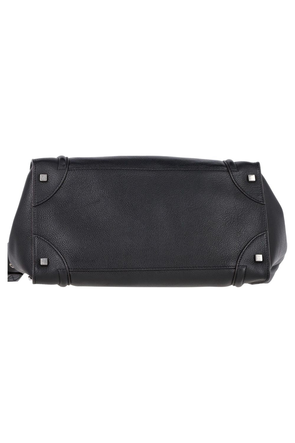 Celine Mini Grained Luggage Tote in Black Leather