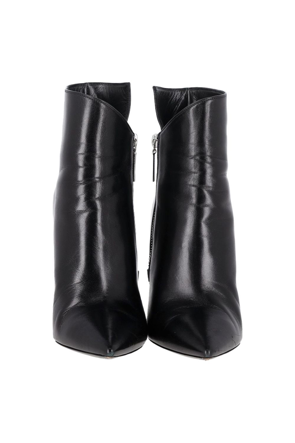  Saint Laurent Pyramid-Heeled Ankle Boots in Black Leather