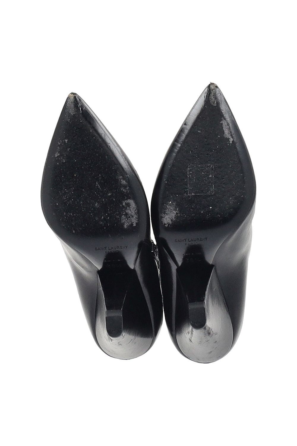  Saint Laurent Pyramid-Heeled Ankle Boots in Black Leather