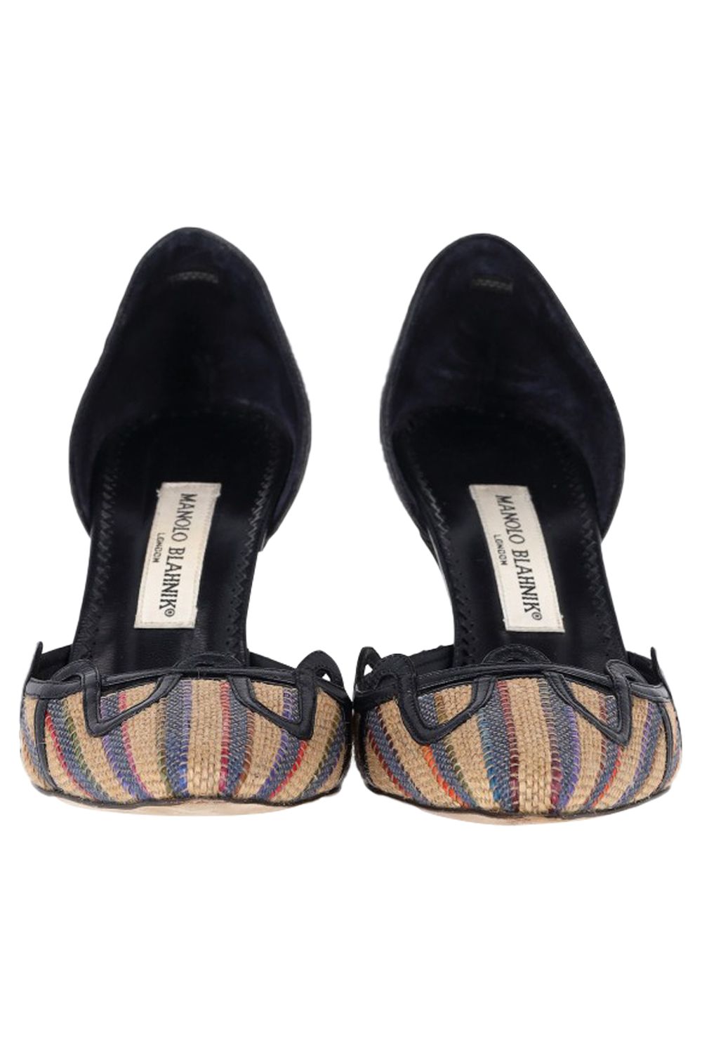  Manolo Blahnik Pointed Pumps in Multicolor Raffia
