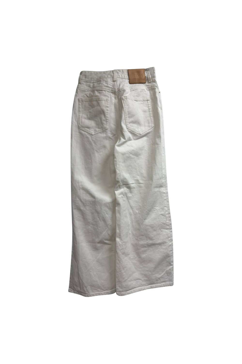 Loewe High-Rise Wide-Leg Jeans in White Cotton