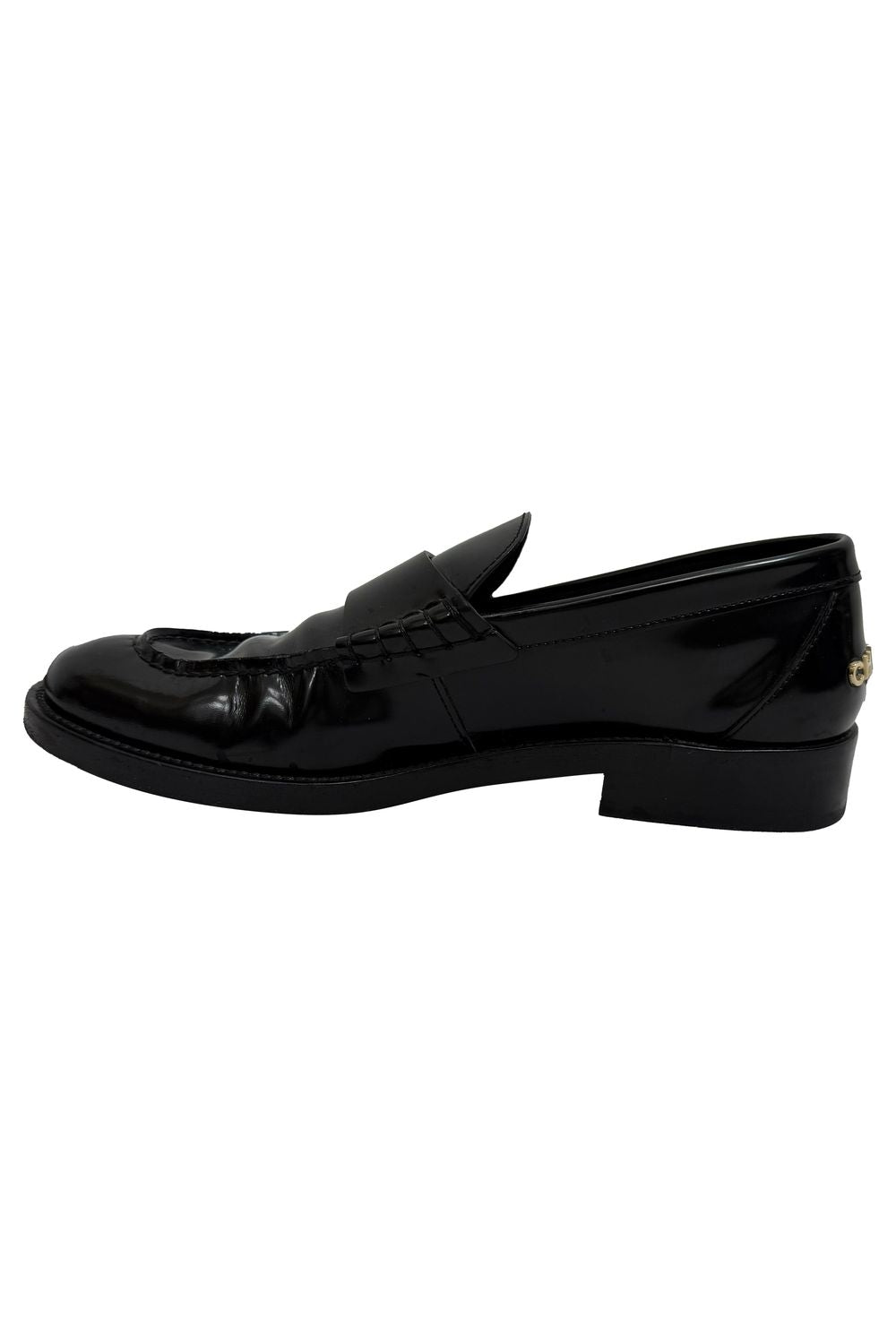 Chanel Shiny Logo Loafers in Black Calfskin Leather