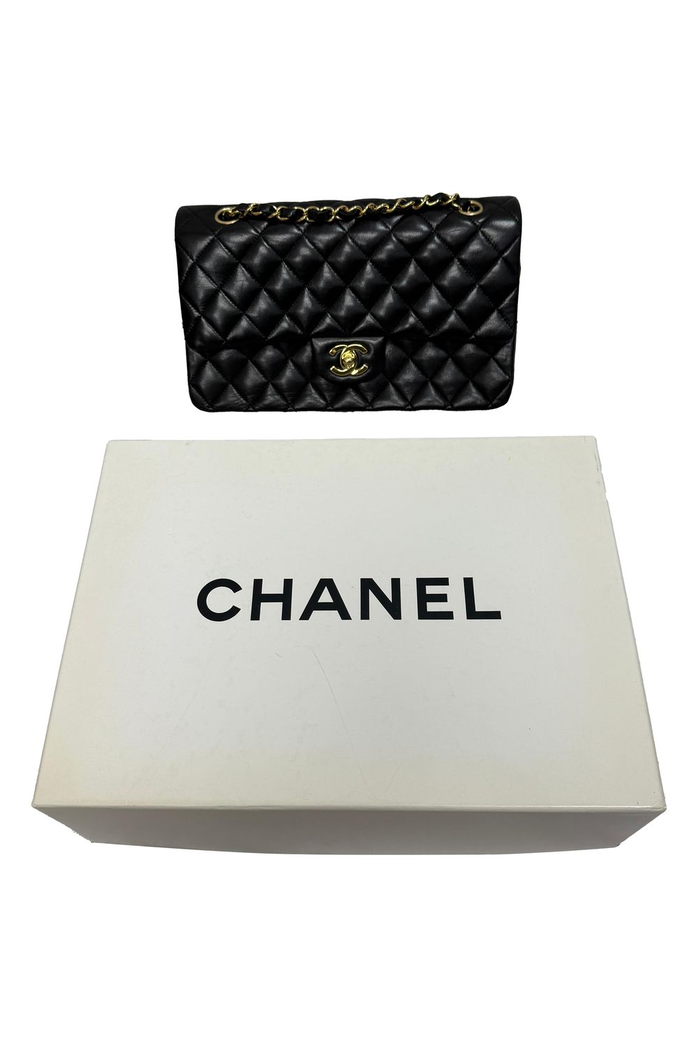 Chanel Medium Classic Double-Flap Shoulder Bag in Black Lamb Leather