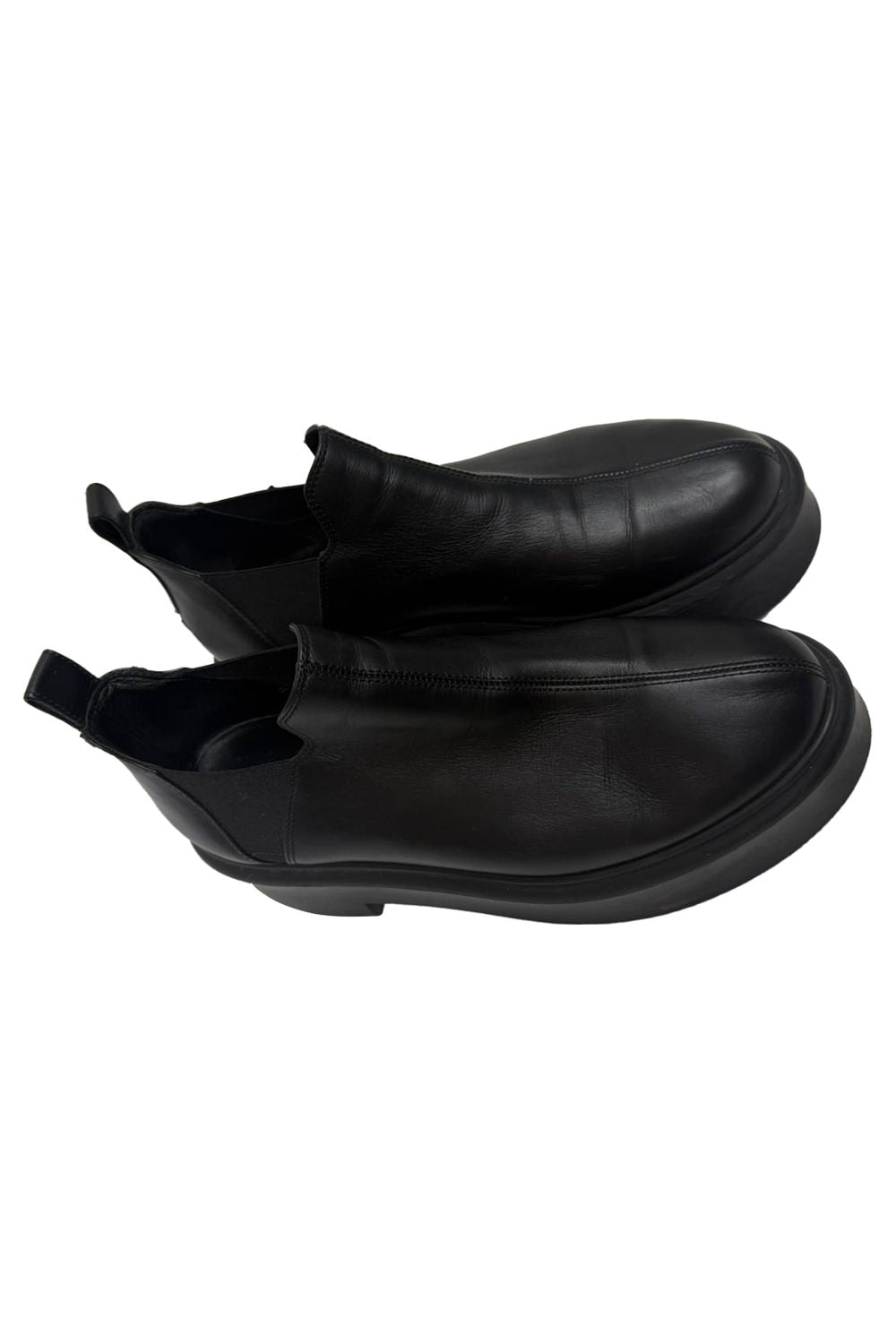 The Row Robin Flatform Ankle Boots in Black Leather