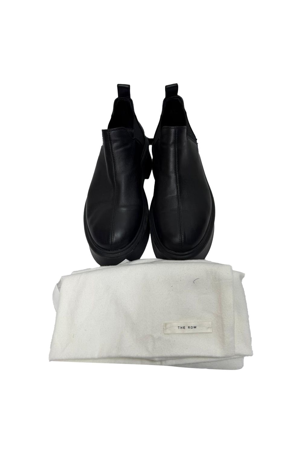 The Row Robin Flatform Ankle Boots in Black Leather