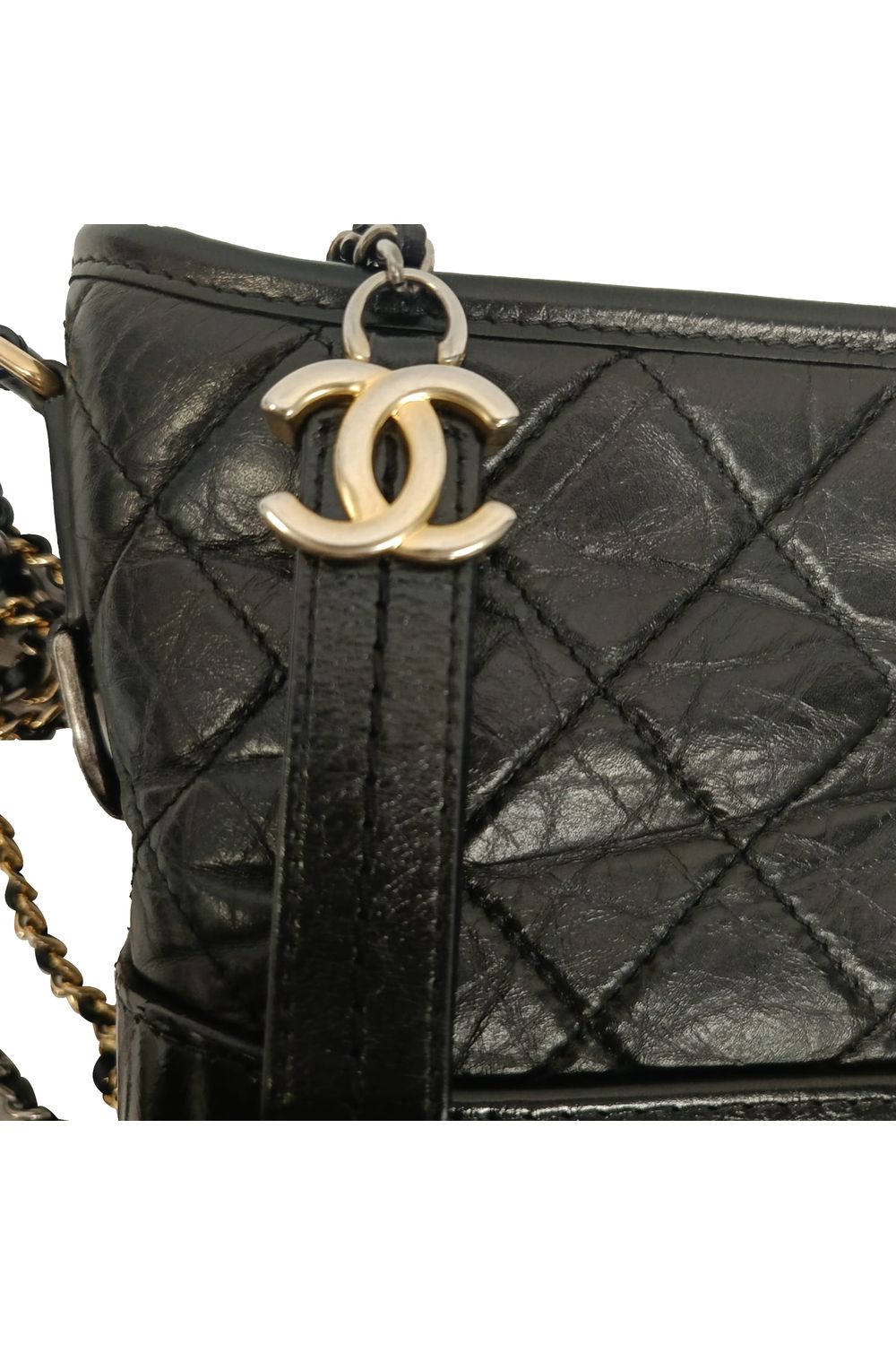 Chanel Small Gabrielle Hobo Bag in Black Calf Leather