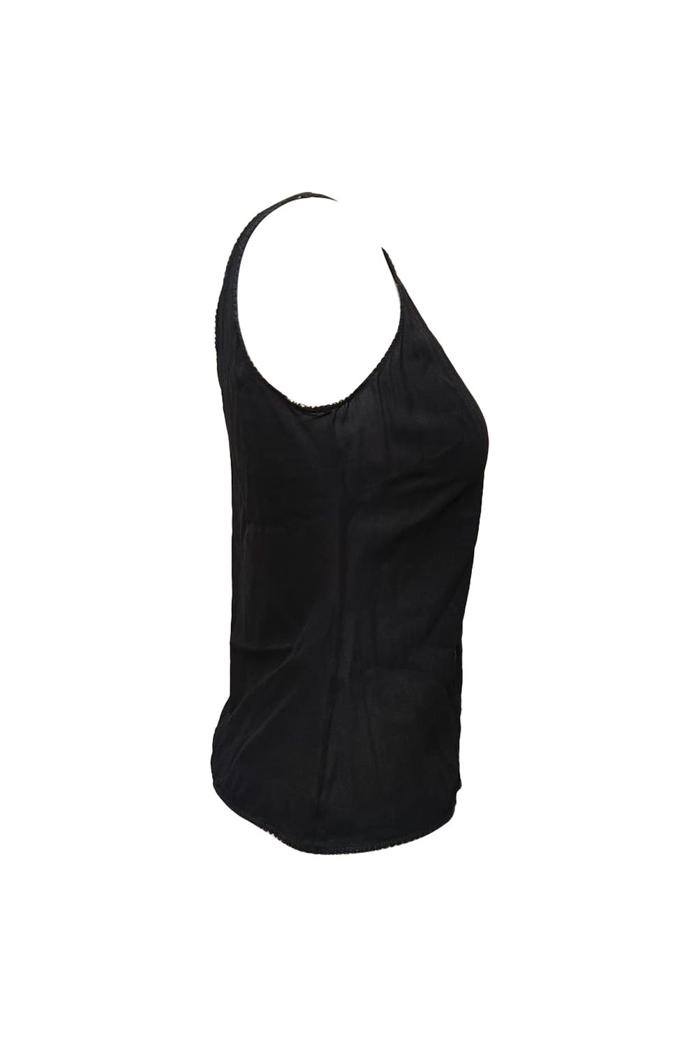 Chanel V-neck Lace-Trimmed Tank Top in Black Viscose