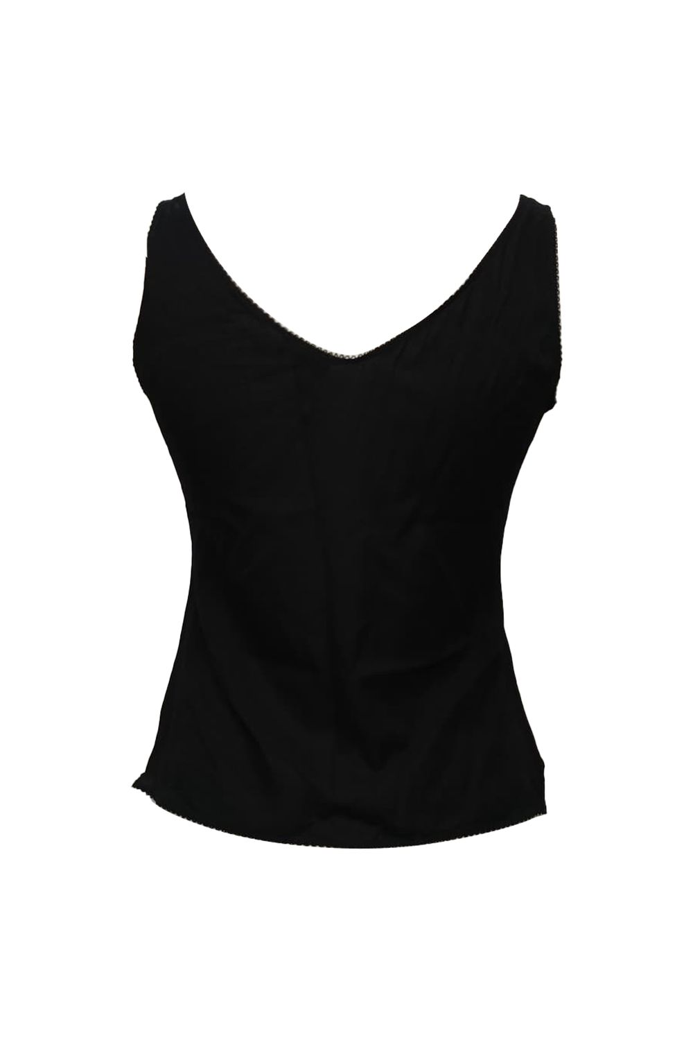 Chanel V-neck Lace-Trimmed Tank Top in Black Viscose