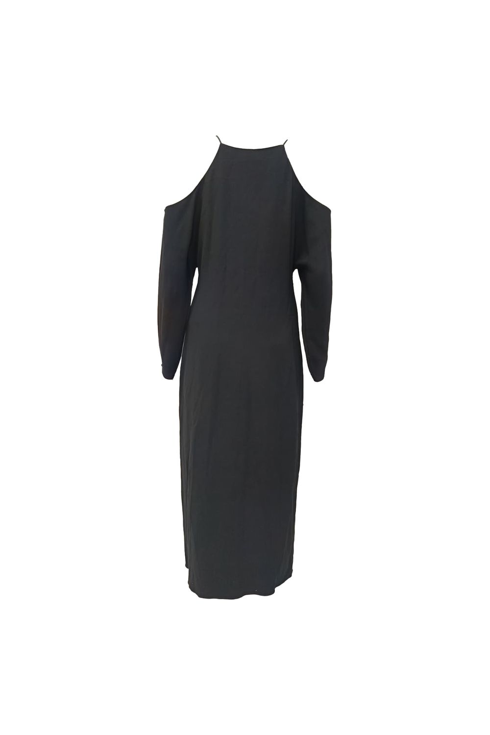 The Row Cutout Shoulder Midi Dress in Black Viscose