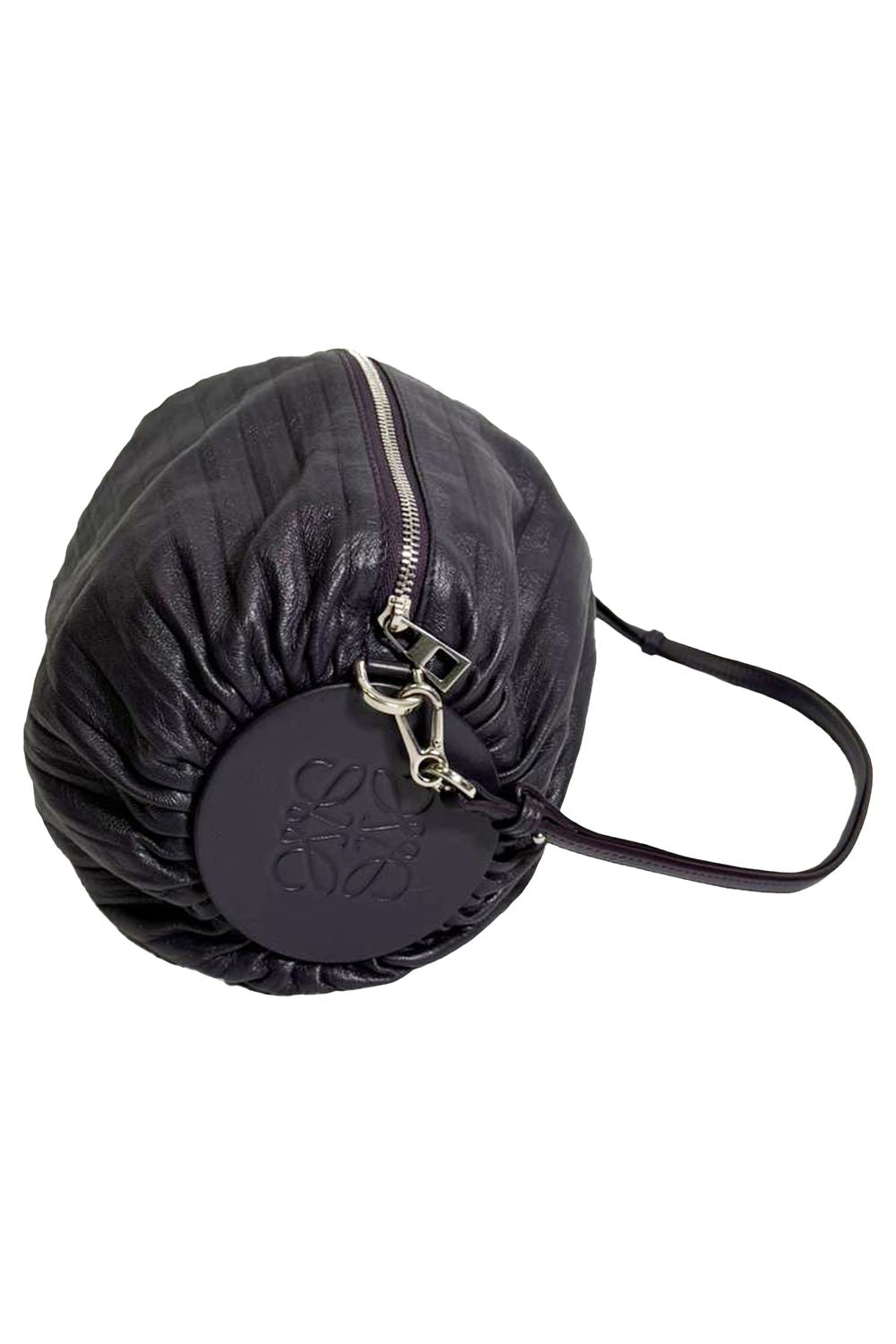 Loewe Pleated Bracelet Pouch Bag in Purple Leather
