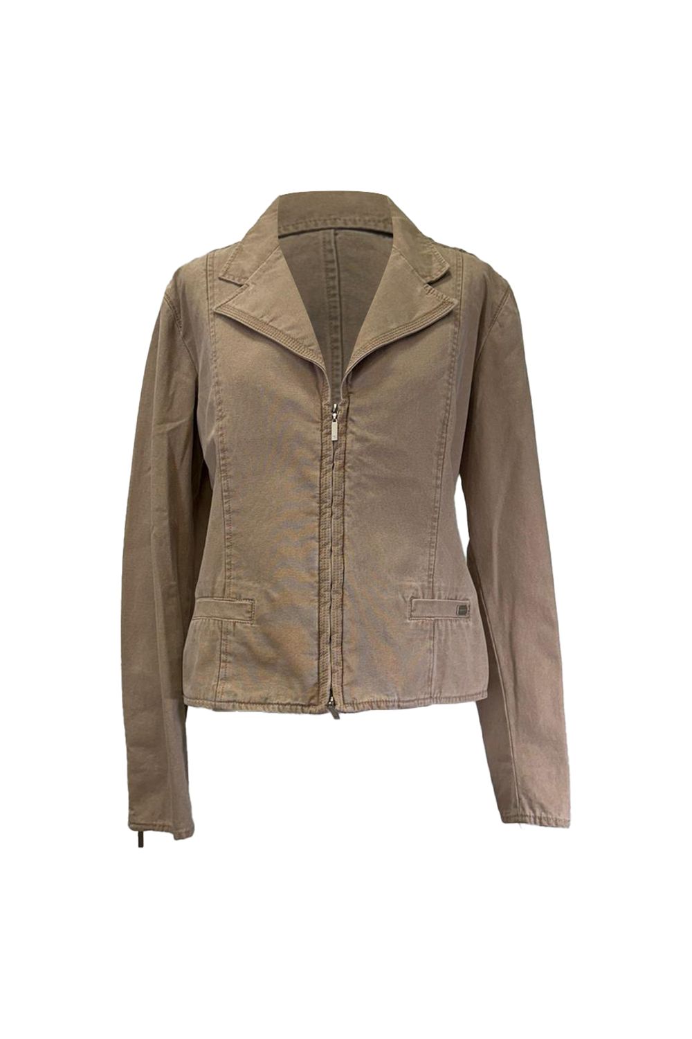  Chanel Zip-Up Denim Jacket in Brown Cotton