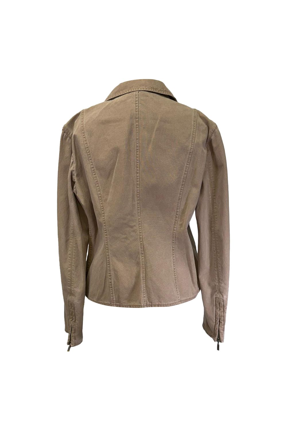  Chanel Zip-Up Denim Jacket in Brown Cotton