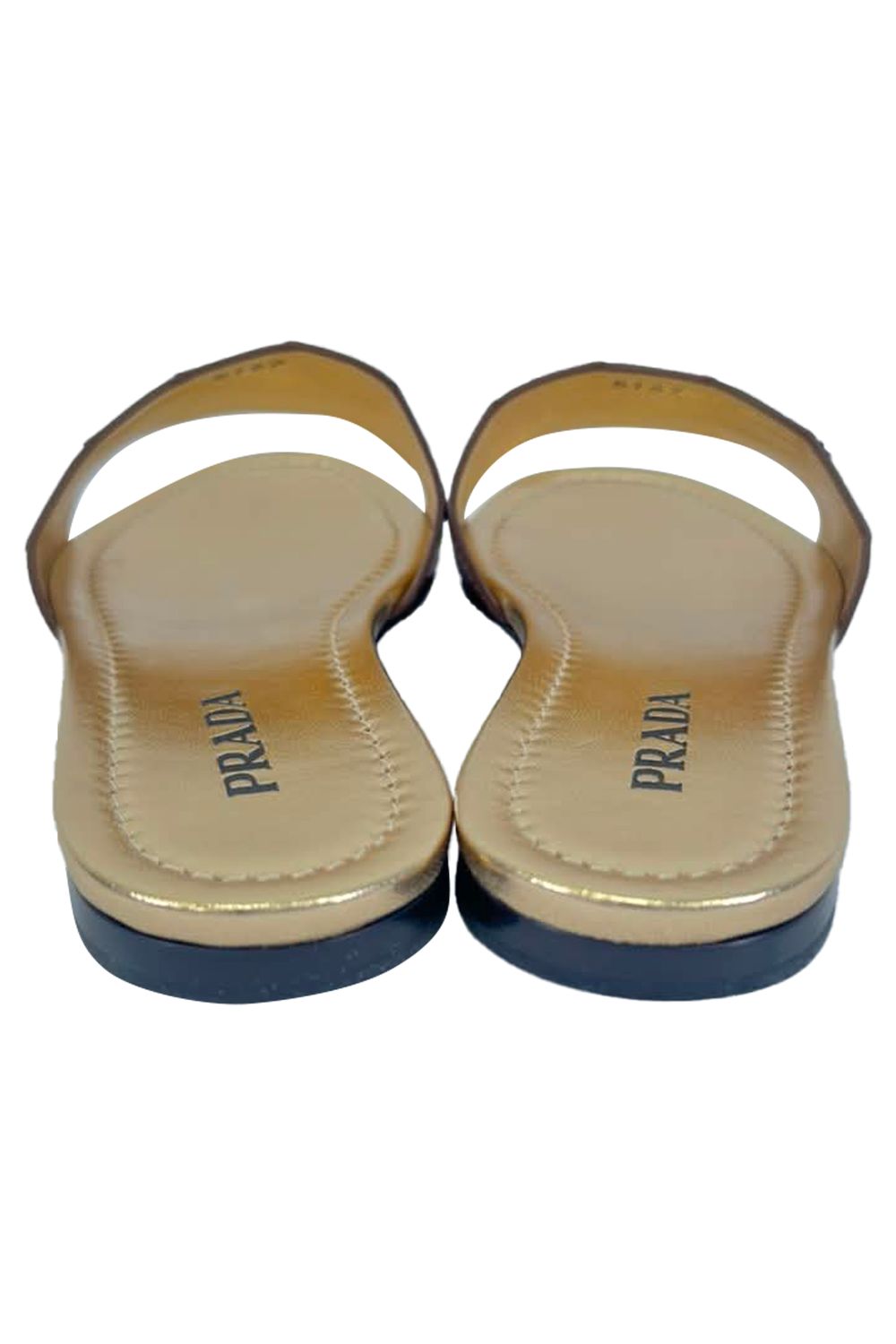 Prada Croc-Embossed Slide Flat Sandals in Brown Leather