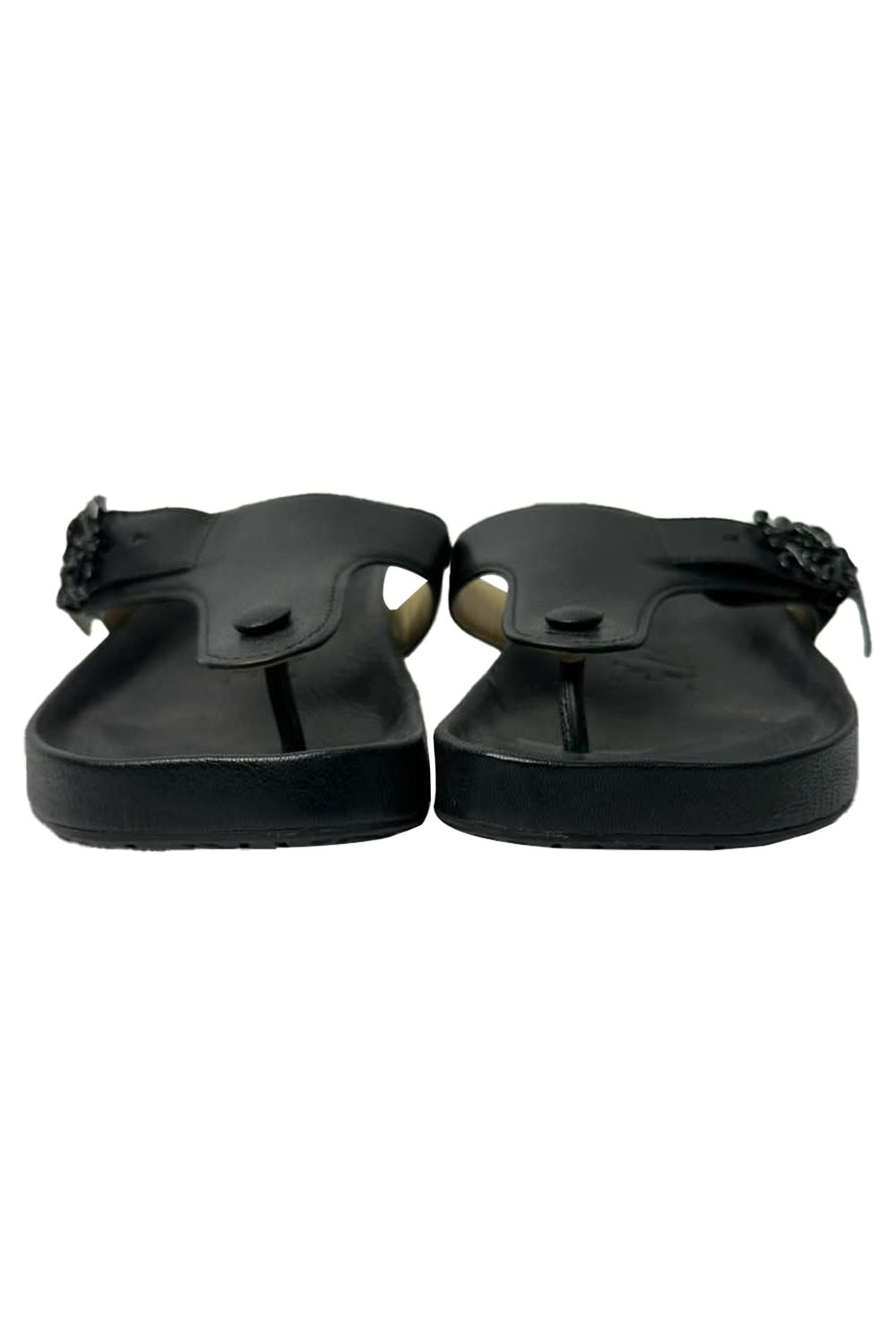 Loewe Ease Embellished Thong Slippers in Black Lamb Leather