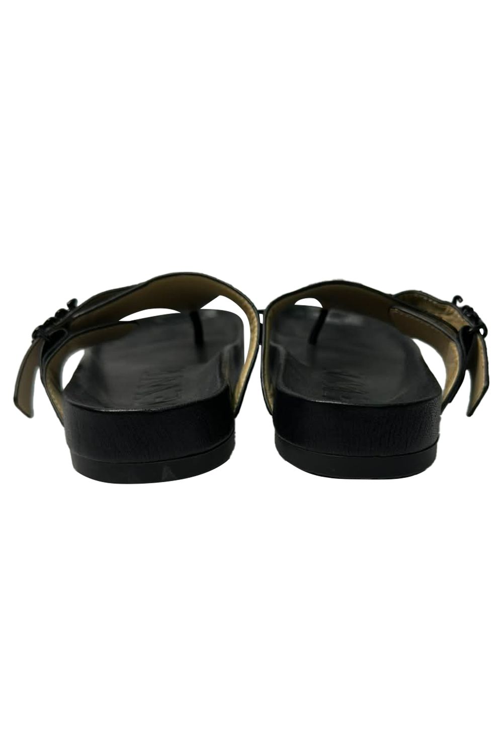 Loewe Ease Embellished Thong Slippers in Black Lamb Leather