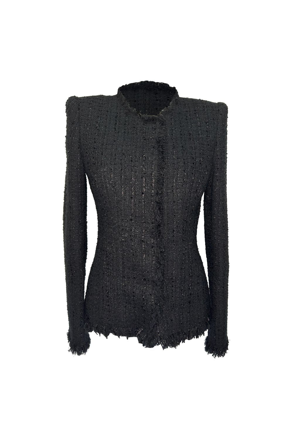 Alexander McQueen Mohair Tweed Evening Jacket in Black Polyamide
