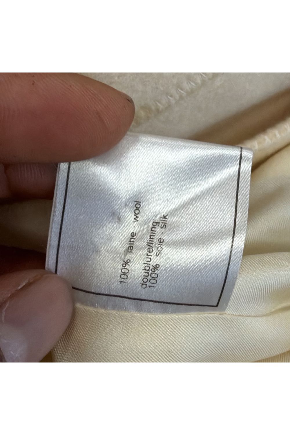 Chanel Single Breasted Long Coat in Cream Wool