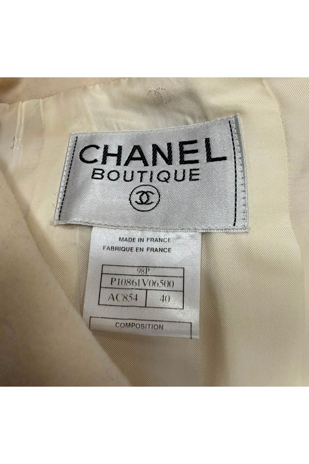 Chanel Single Breasted Long Coat in Cream Wool